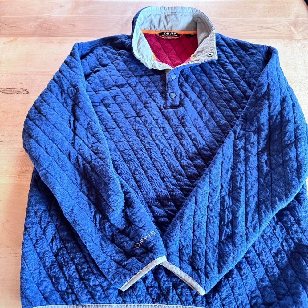 Men's Large Half button Quilted Sweater